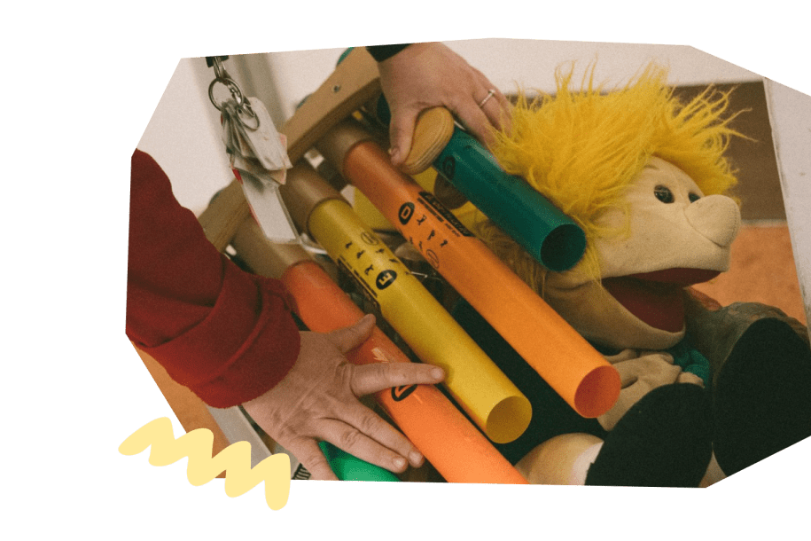 A child's pan flute on a puppet